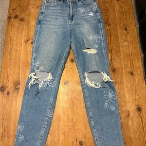 Hollister Blue Floral Distressed Jeans